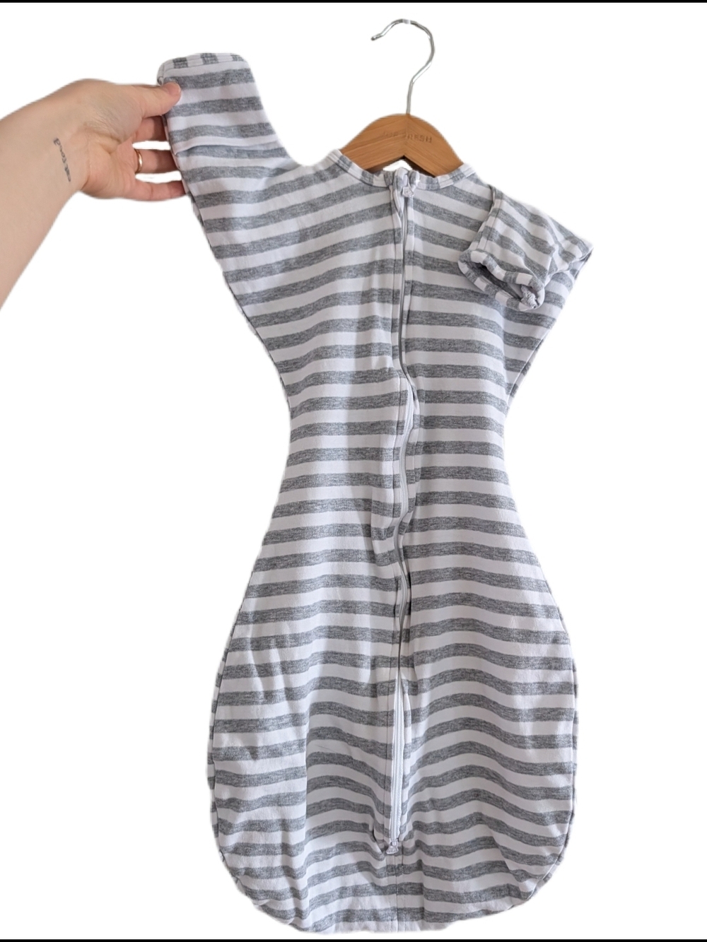 Swaddle Designs Grey & White Striped Transitional Swaddle Sack
